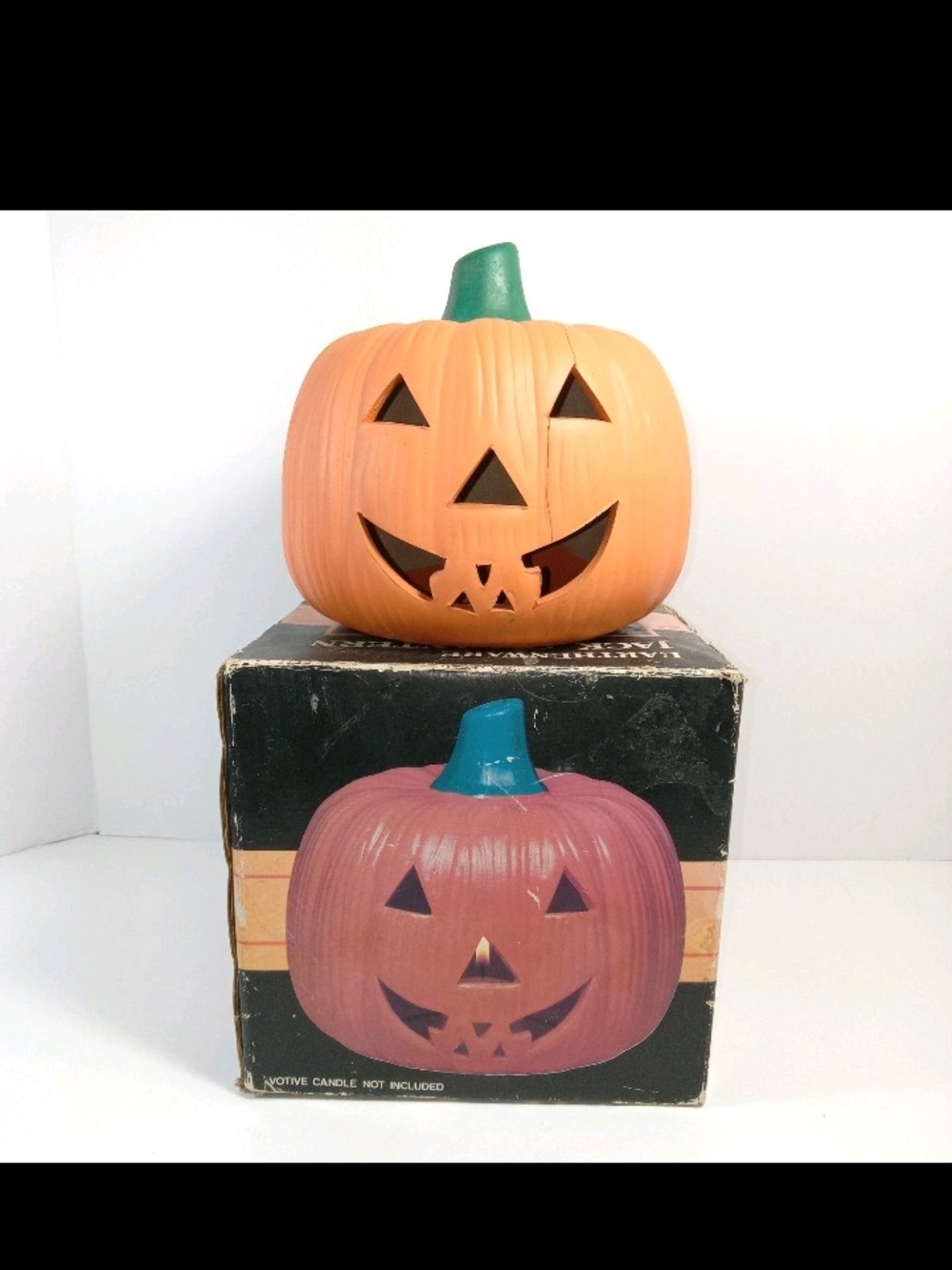 Vintage Halloween Pumpkin Earthenware Jack O’ Lantern Ceramic Candle Cover